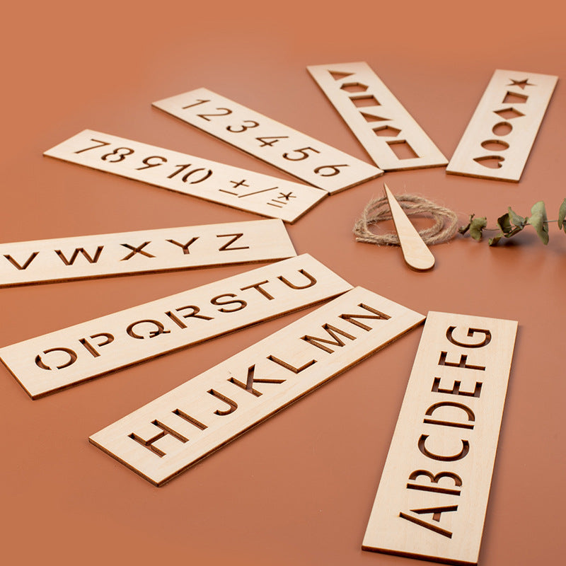 Writing Templates Wooden Guided Tracing Alphabet Or Geometry