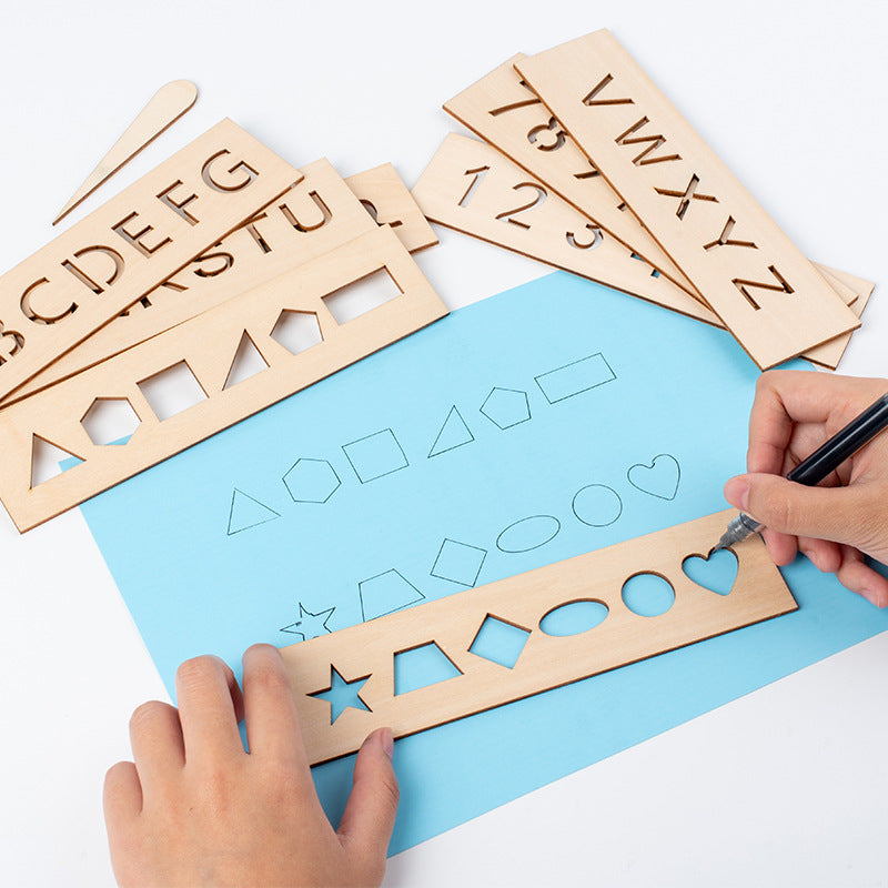 Writing Templates Wooden Guided Tracing Alphabet Or Geometry