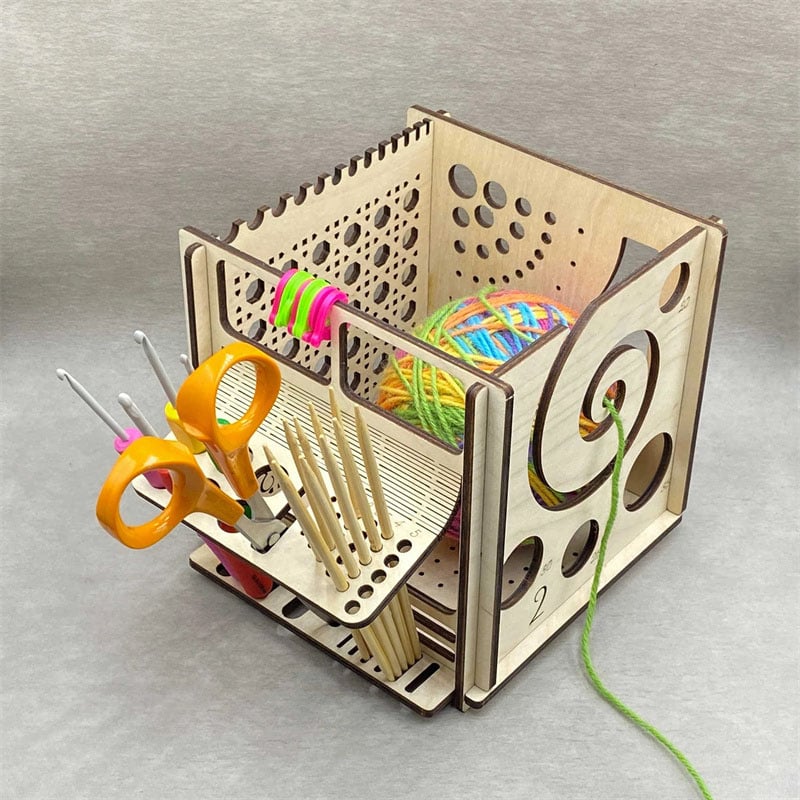 Yarn Organizer Wood Thread Guide & Tool Compartments