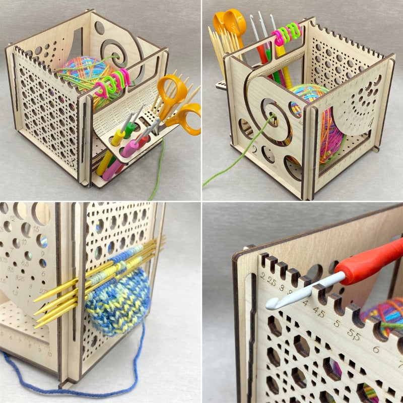 Yarn Organizer Wood Thread Guide & Tool Compartments