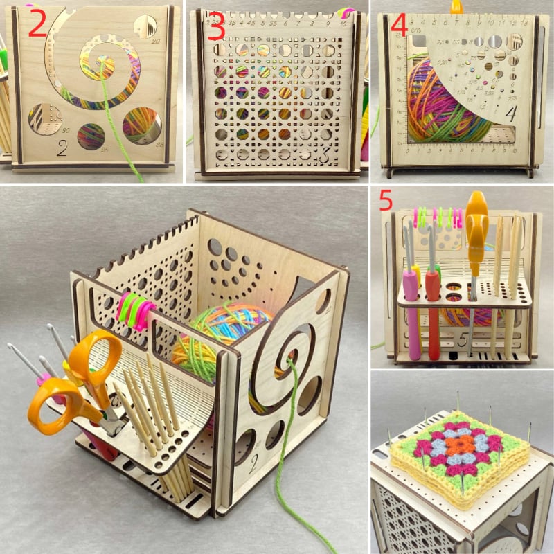 Yarn Organizer Wood Thread Guide & Tool Compartments