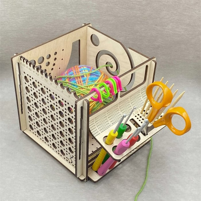 Yarn Organizer Wood Thread Guide & Tool Compartments