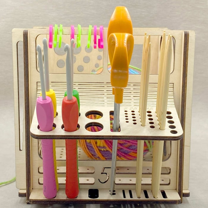 Yarn Organizer Wood Thread Guide & Tool Compartments