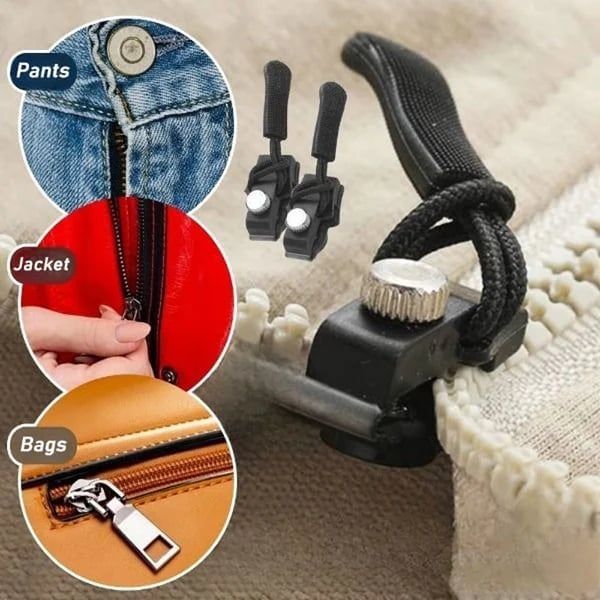Zipper Repair Kit Universal Slide-On Metal No-Sew