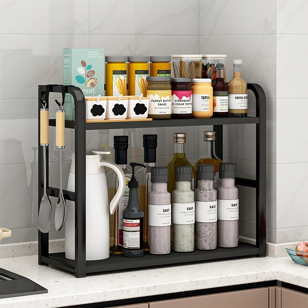 Versatile Two-Tier Kitchen Storage Rack for Easy Organization
