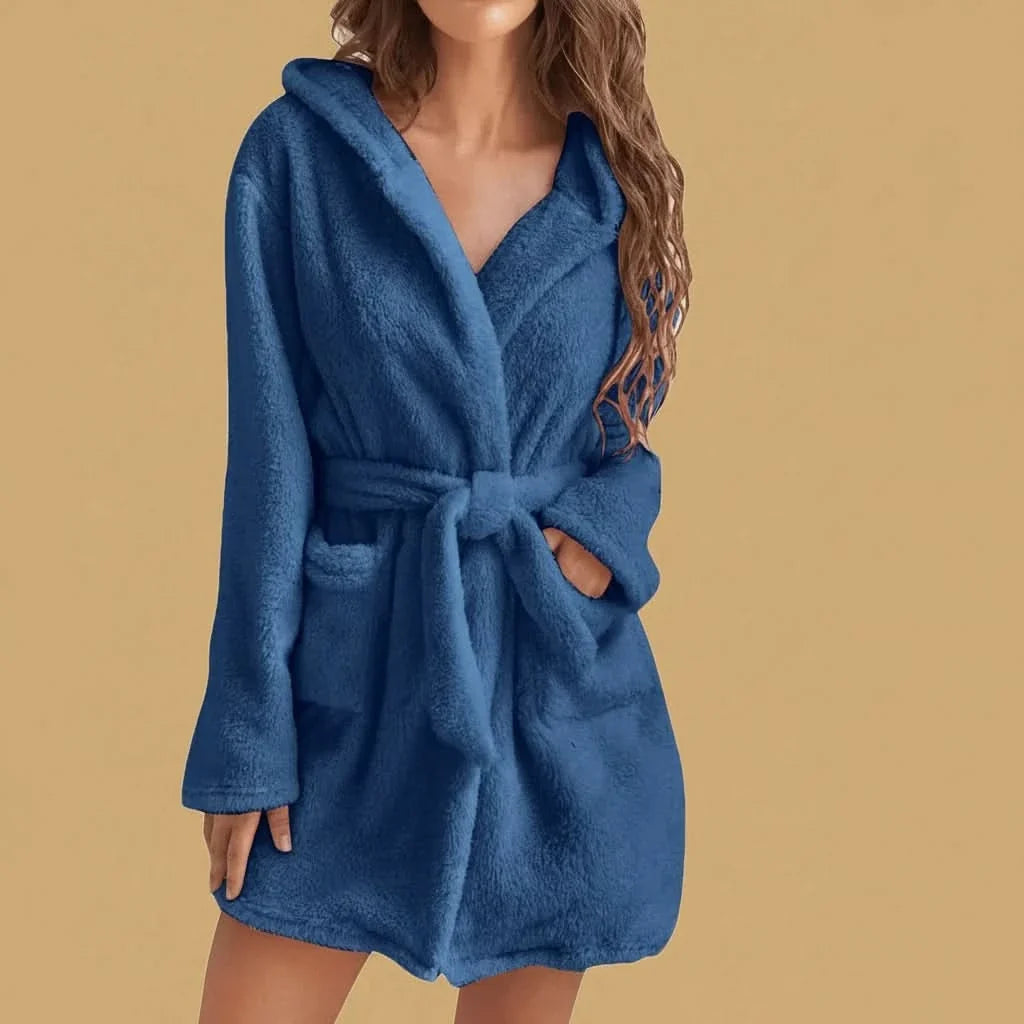SnuggleWear – Cozy Hooded Fleece Lounge Robe