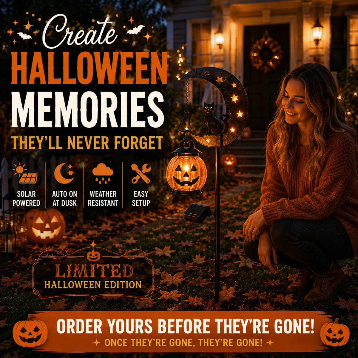 Harvest Glow – Enchanting Pumpkin Stake Light for Your Garden