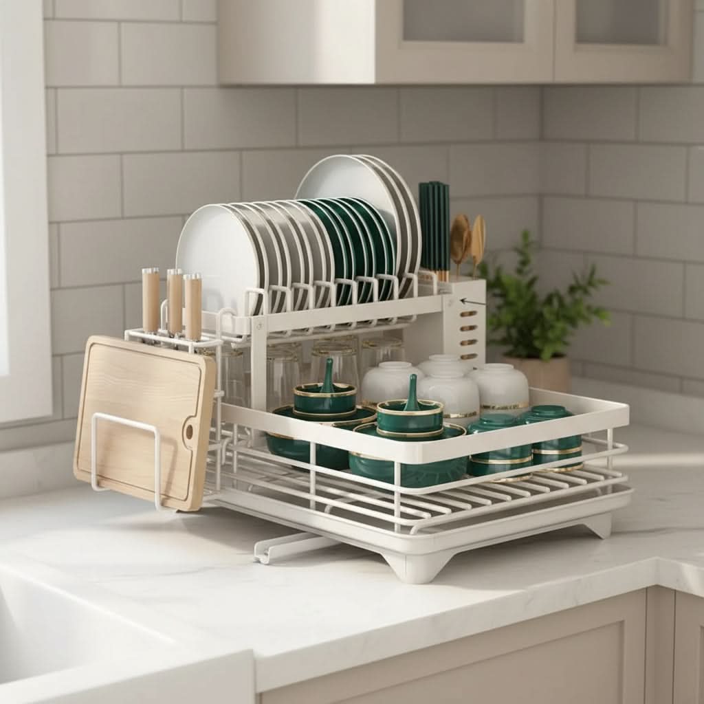 Space-Saving Foldable Dish Organizer for Efficient Kitchens