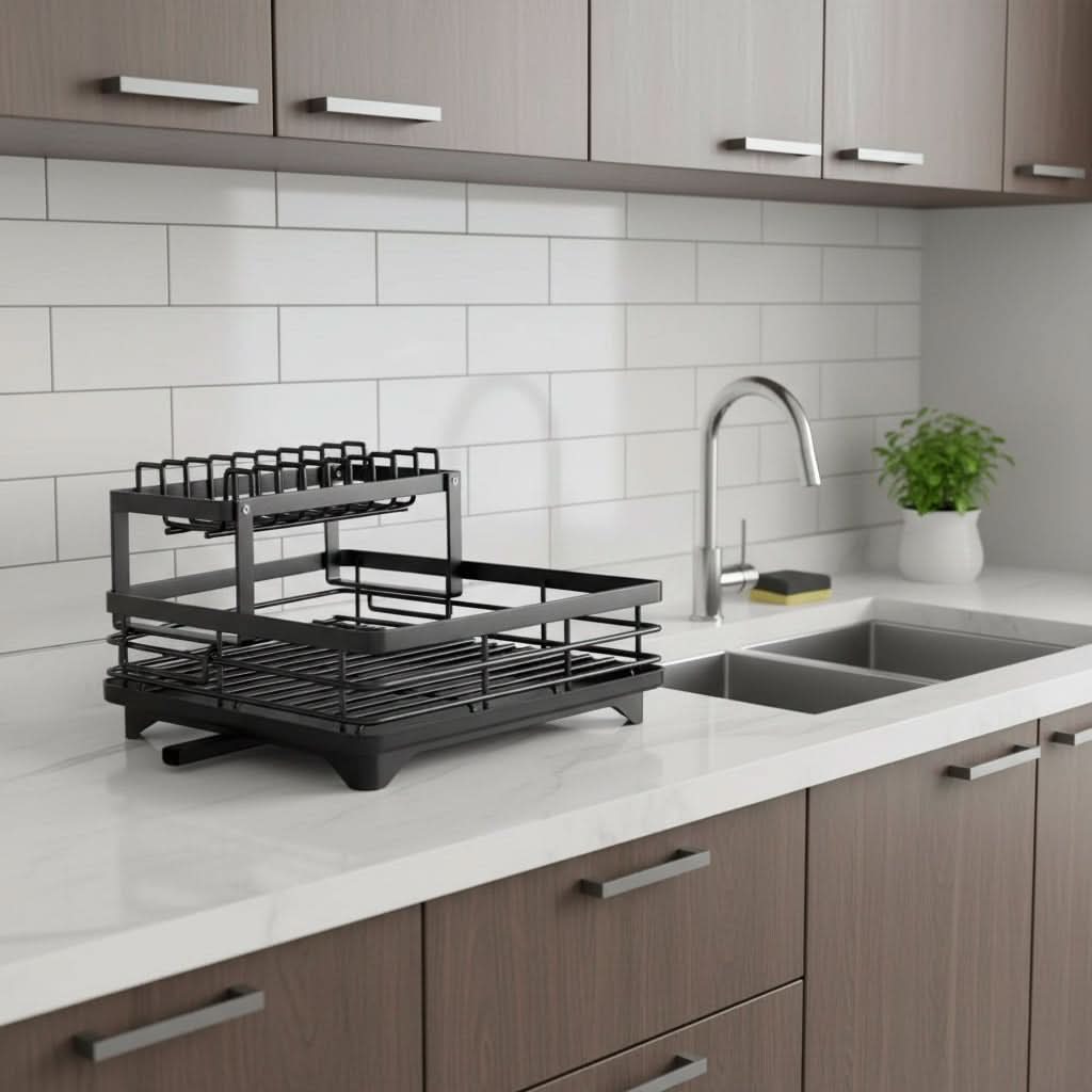 Space-Saving Foldable Dish Organizer for Efficient Kitchens