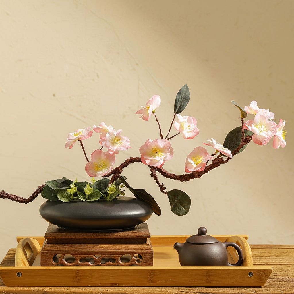 SereneStone – Artistic Shallow Ceramic Planter for Bonsai