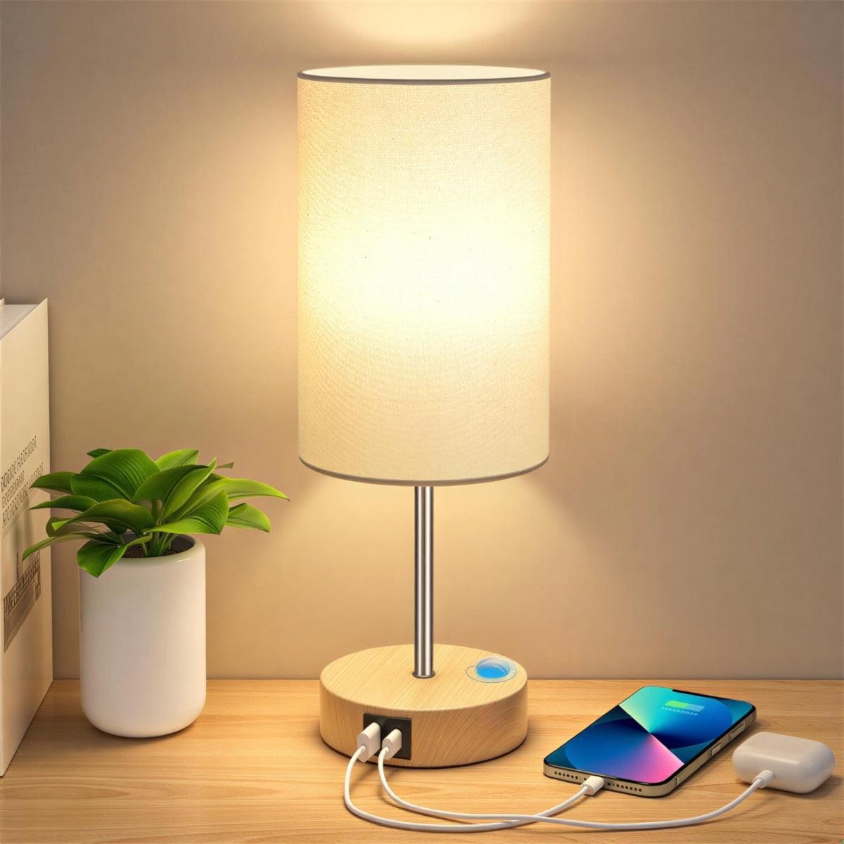 Modern Touch-Control Lamp with USB Charging Ports