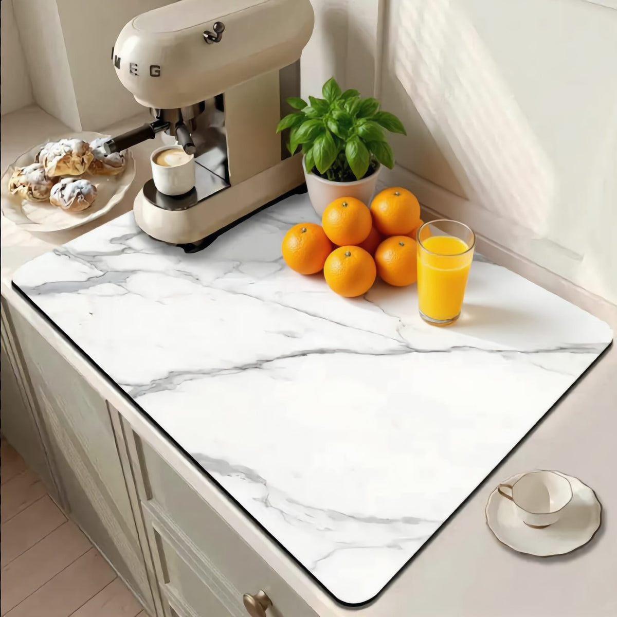 Elegant Marble Dish Drying Mat – Absorbent & Non-Slip