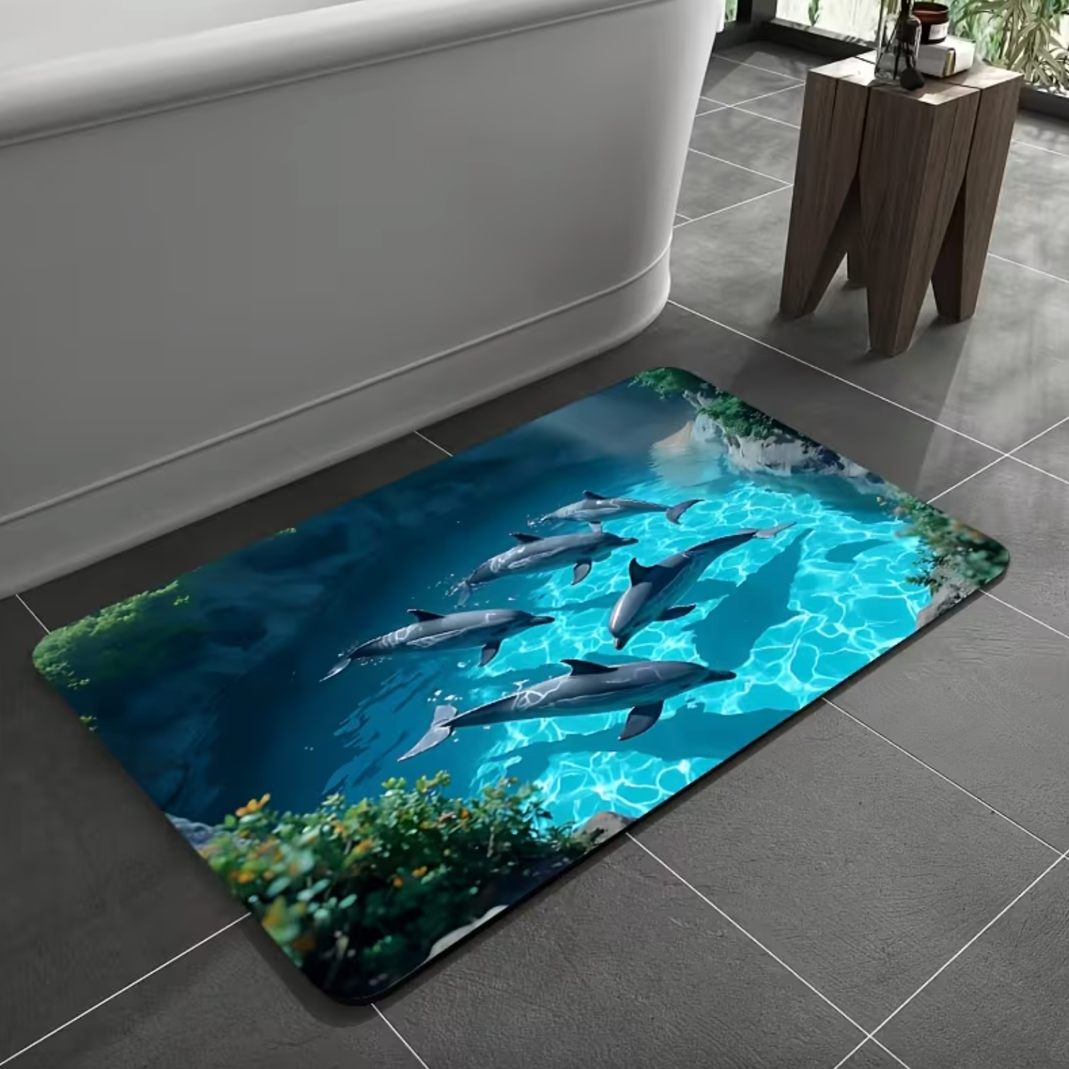 Stylish Anti-Slip Door Mat with Oceanic Dolphin Design