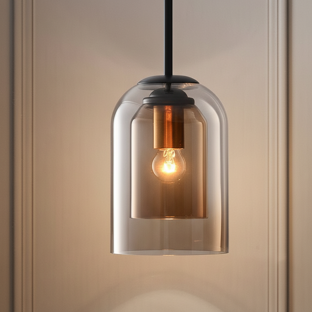 Smoky Double-Layer Glass Pendant Light