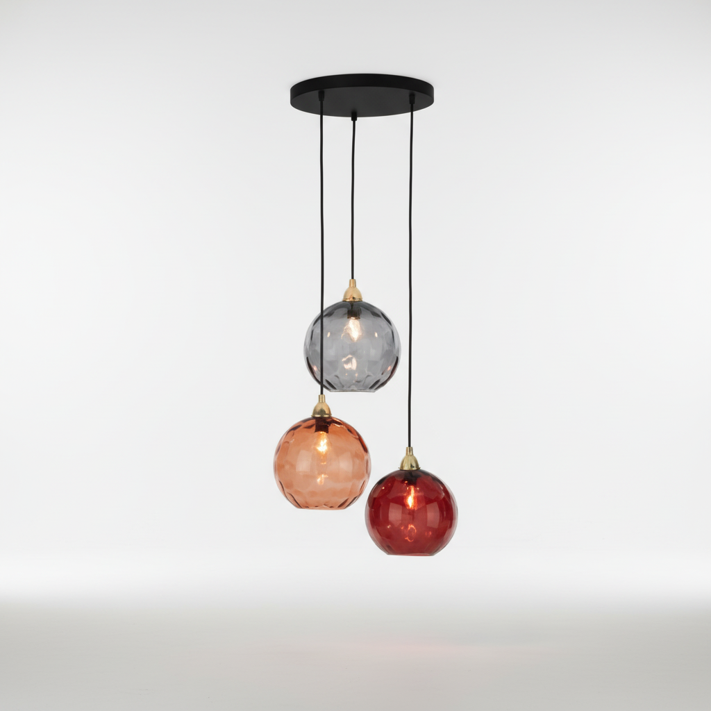 Glass Cluster Light with Three Arms