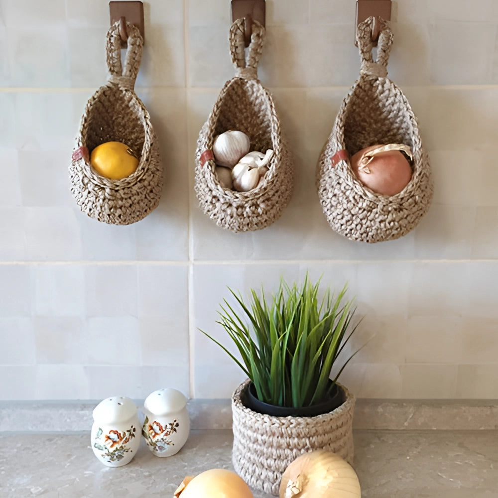 Stylish Eco-Conscious Hanging Baskets | Jute Storage Solution