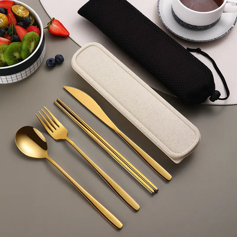 Sustainable Travel Cutlery Set with Durable Stainless Steel Utensils