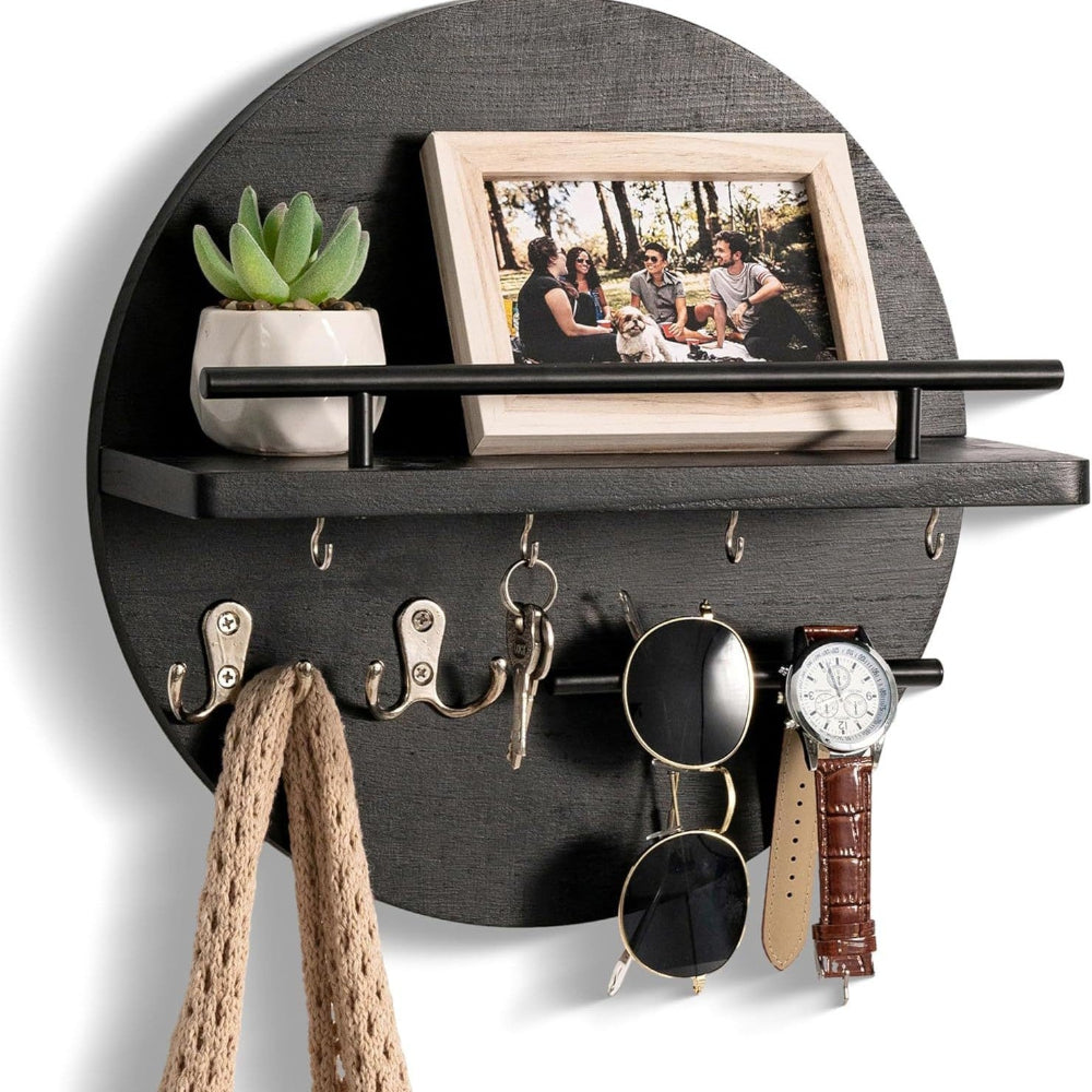 Sustainable Round Key Organizer | Chic Wooden Wall Holder