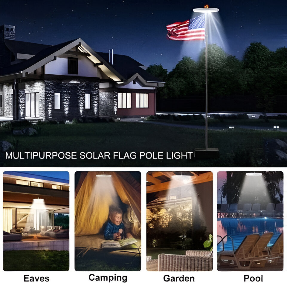 LumiPole | Solar Flagpole Light with Automatic Dusk-to-Dawn & 700 Lumens