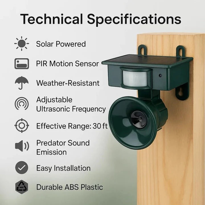 PestGuard Pro | Solar-Powered Motion-Activated Animal Deterrent