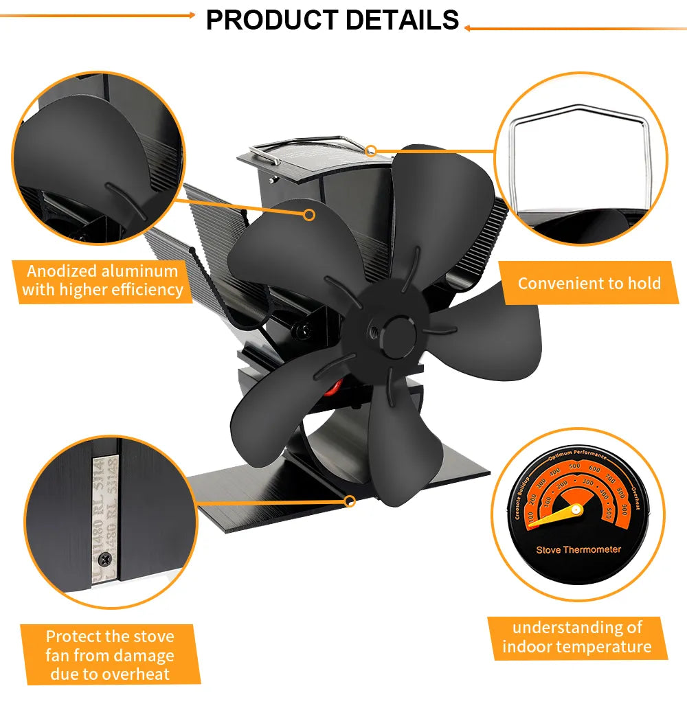 CozyFlow | Silent Wood Stove Fan with Custom Heat Control