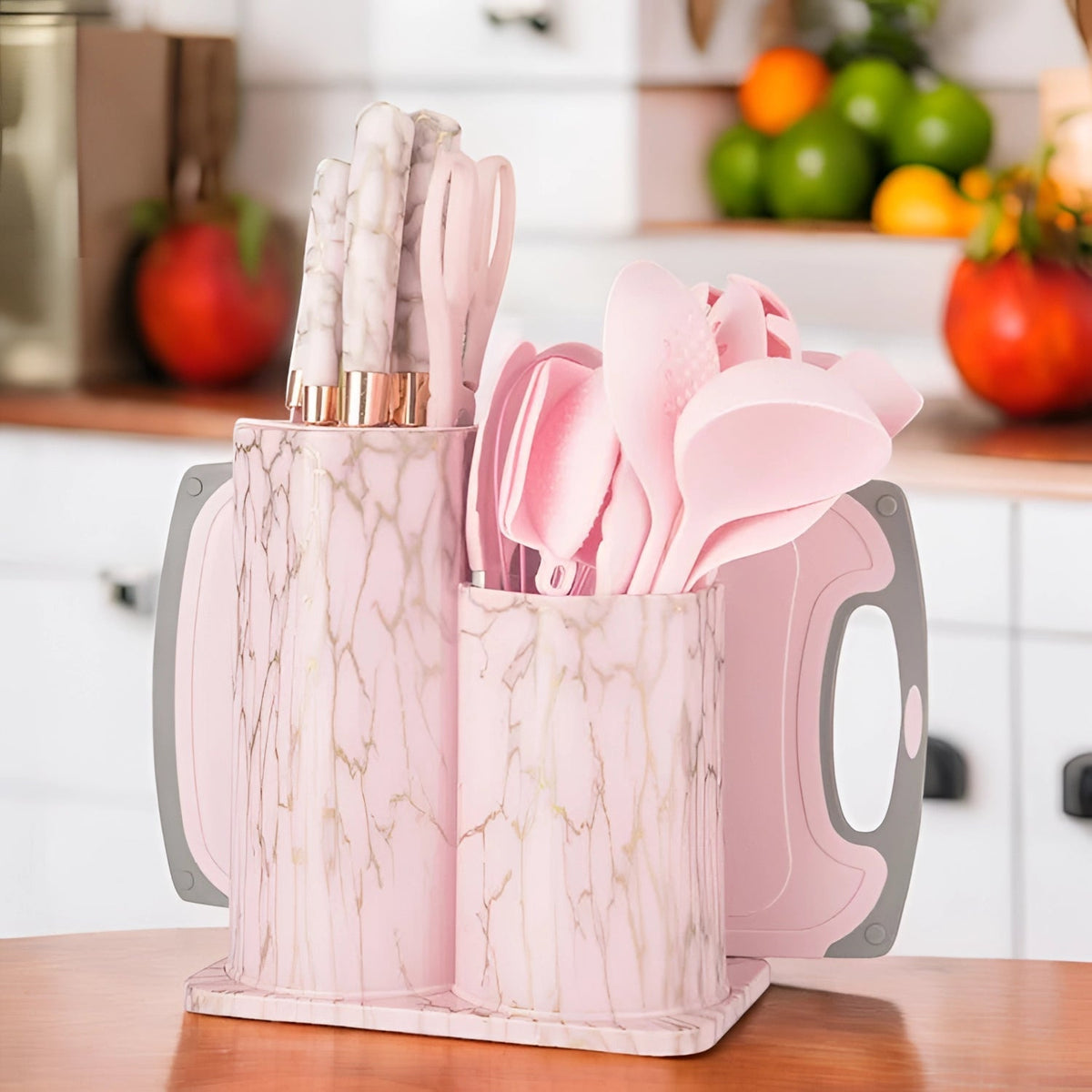 Sleek Marble Utensil & Knife Storage Set | 29-Piece Kitchen Must-Have
