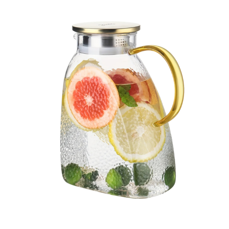 Stylish Glass Beverage Pitcher with Lid & Infuser | 1.8L Capacity