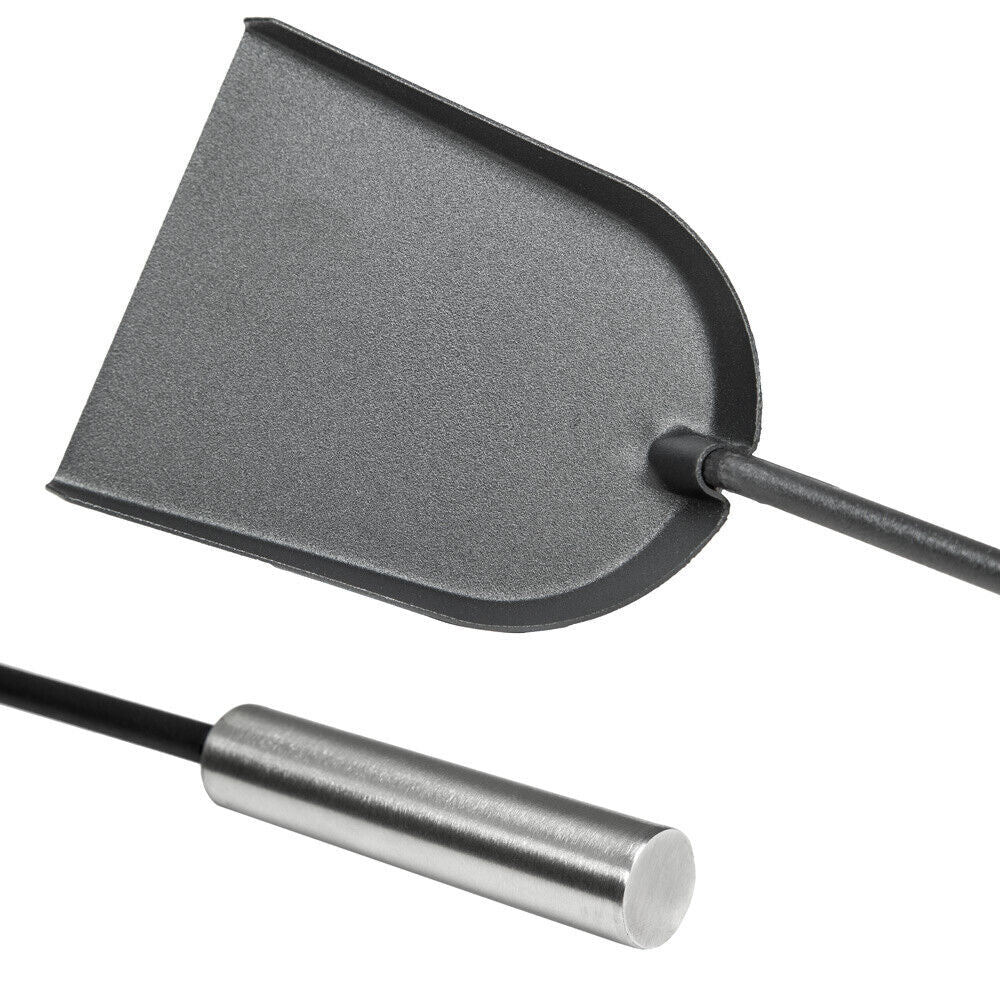 Sleek Fireplace Accessory Set | 4-Piece Stainless Steel Kit with Wall Rack