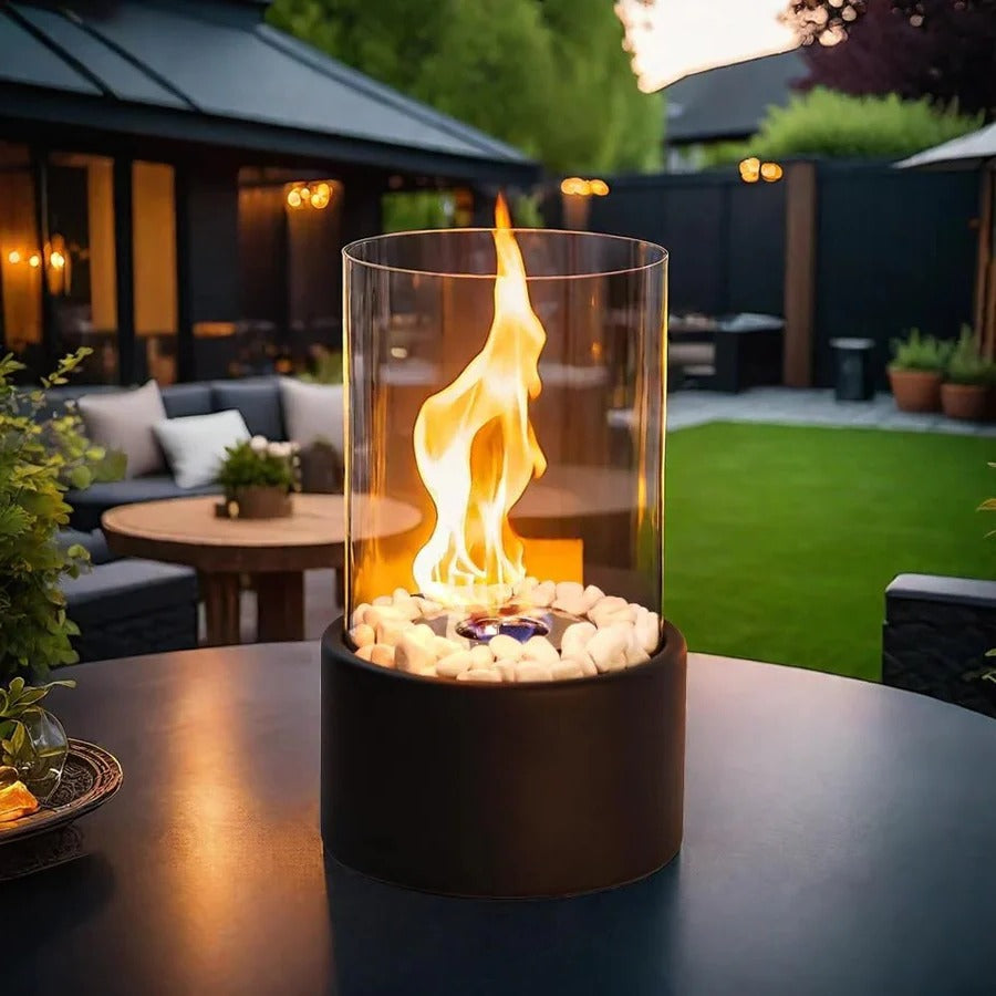 Chic Glass Firebox | Portable Ethanol Fireplace for Any Space
