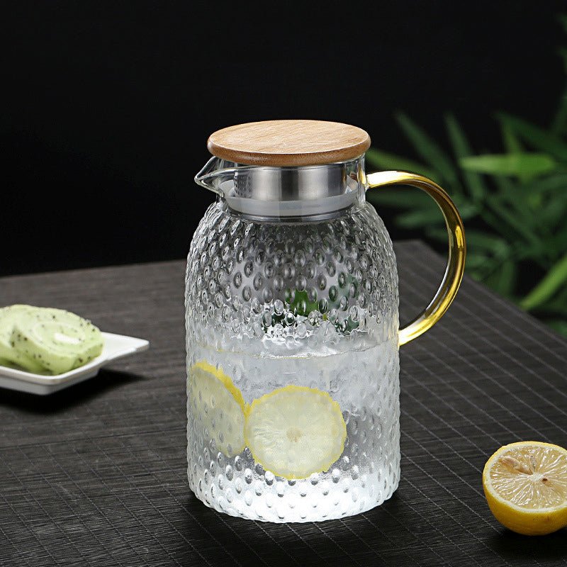 Stylish Glass Beverage Carafe with Natural Bamboo Lid