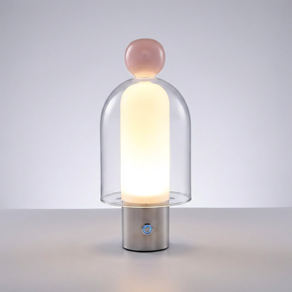 Sophisticated Glass Lamp with Adjustable LED Lighting