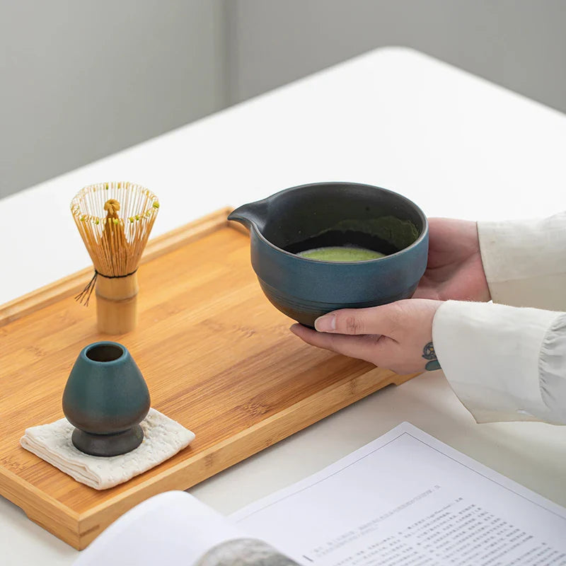 Artisan Green Tea Bowl Set | Handcrafted Ceramic Elegance