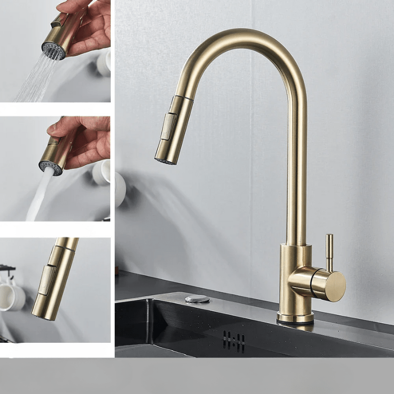 Sleek Kitchen Faucet with Flexible Reach & Pull-Down Spray