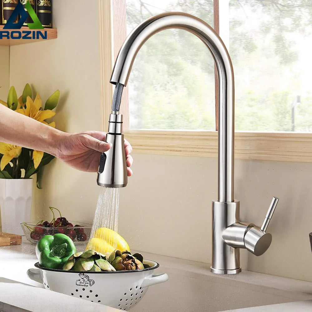Sleek Kitchen Faucet with Flexible Reach & Pull-Down Spray