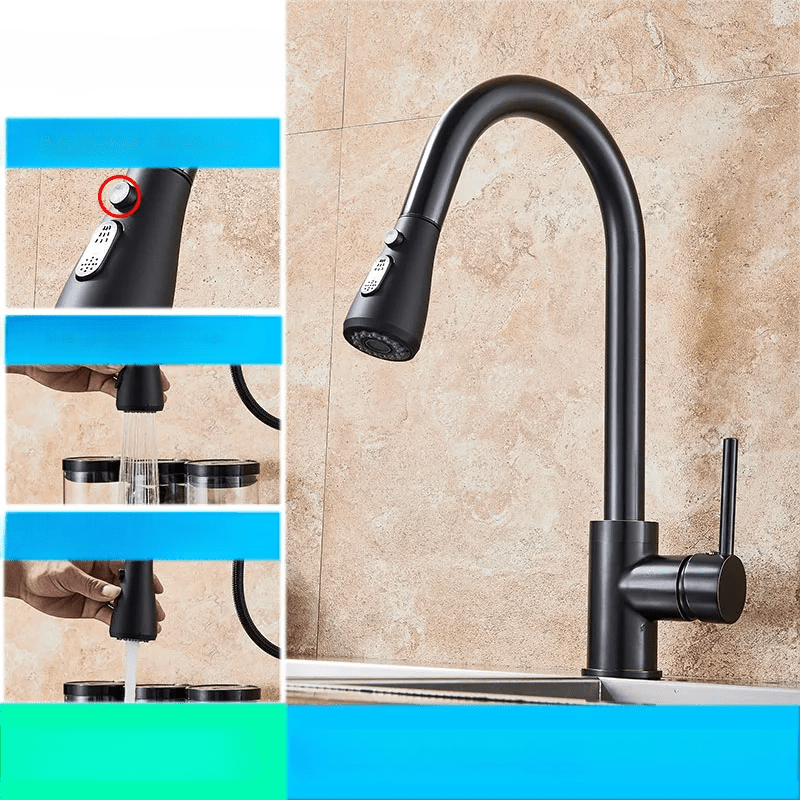 Sleek Kitchen Faucet with Flexible Reach & Pull-Down Spray