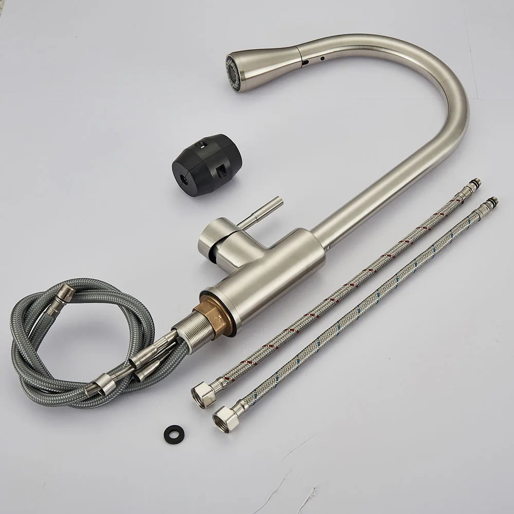 Sleek Kitchen Faucet with Flexible Reach & Pull-Down Spray