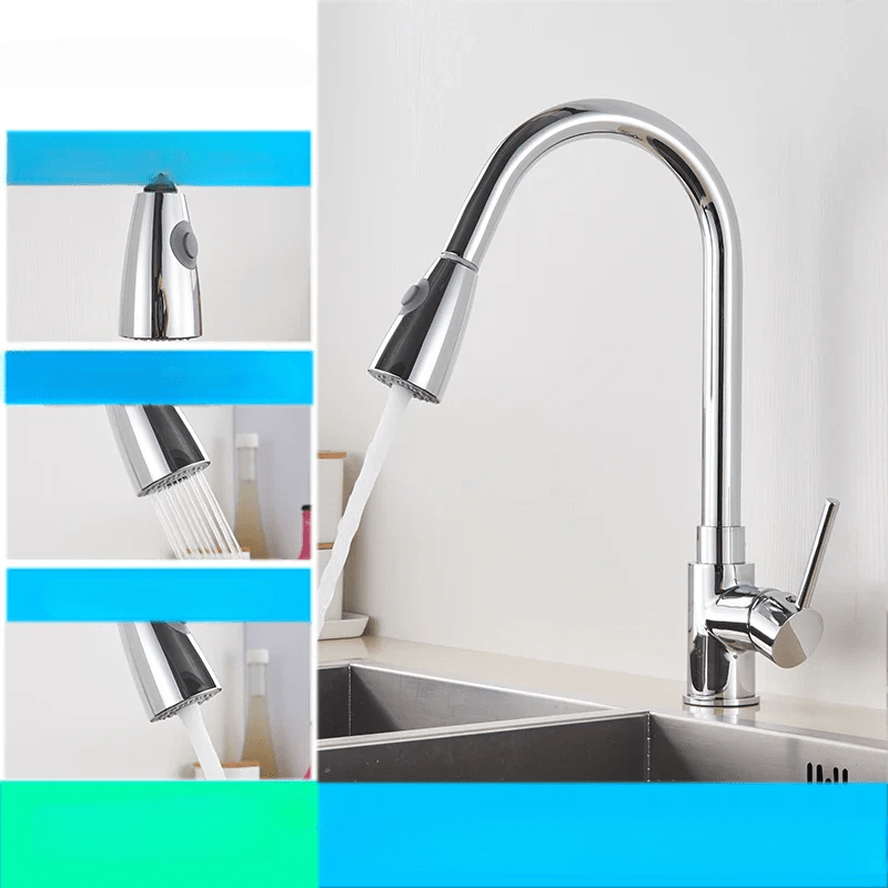 Sleek Kitchen Faucet with Flexible Reach & Pull-Down Spray