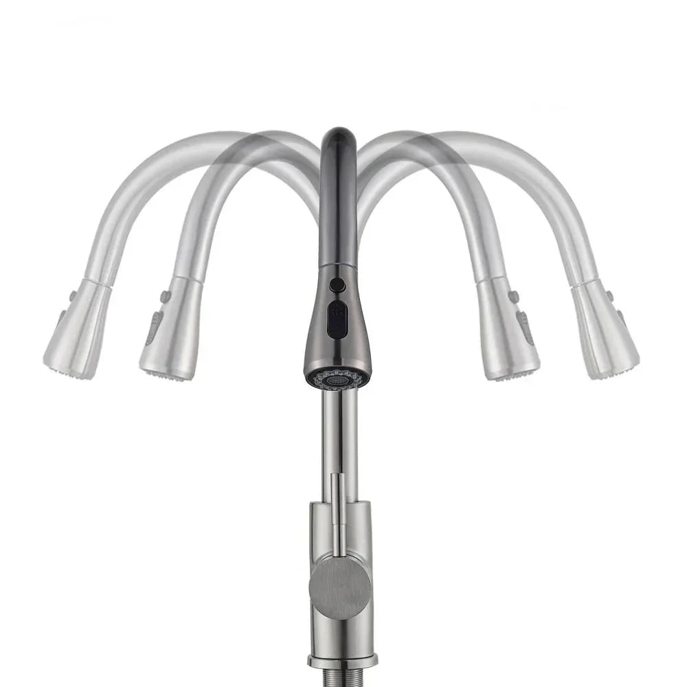 Sleek Kitchen Faucet with Flexible Reach & Pull-Down Spray