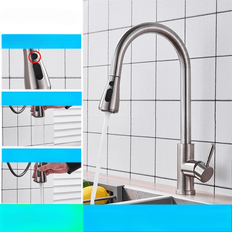 Sleek Kitchen Faucet with Flexible Reach & Pull-Down Spray