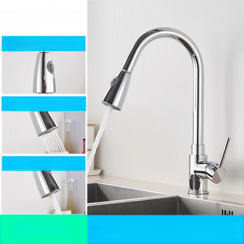 Sleek Kitchen Faucet with Flexible Reach & Pull-Down Spray