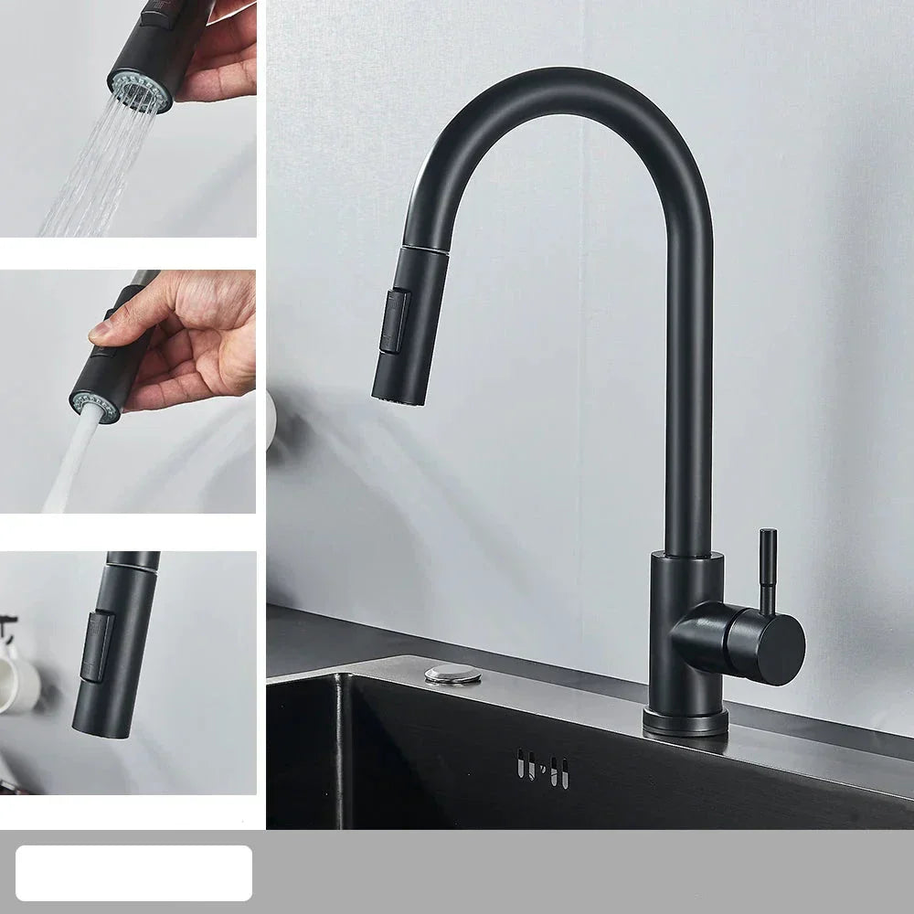 Sleek Kitchen Faucet with Flexible Reach & Pull-Down Spray