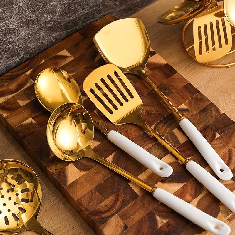 Sophisticated 6-Piece Kitchen Tool Set with Stylish Stand