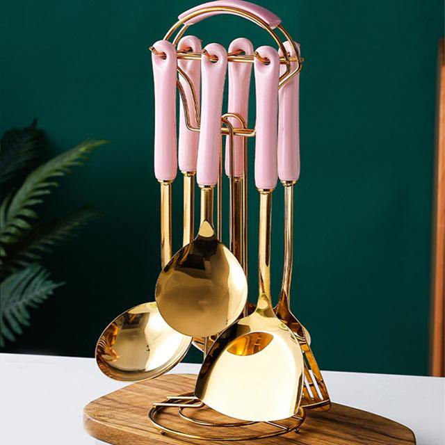 Sophisticated 6-Piece Kitchen Tool Set with Stylish Stand