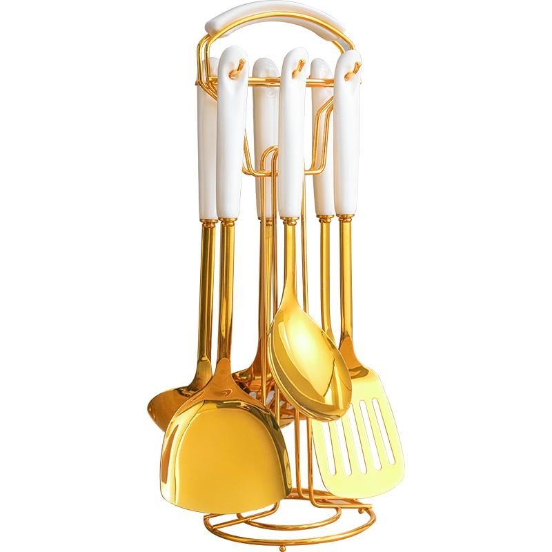 Sophisticated 6-Piece Kitchen Tool Set with Stylish Stand