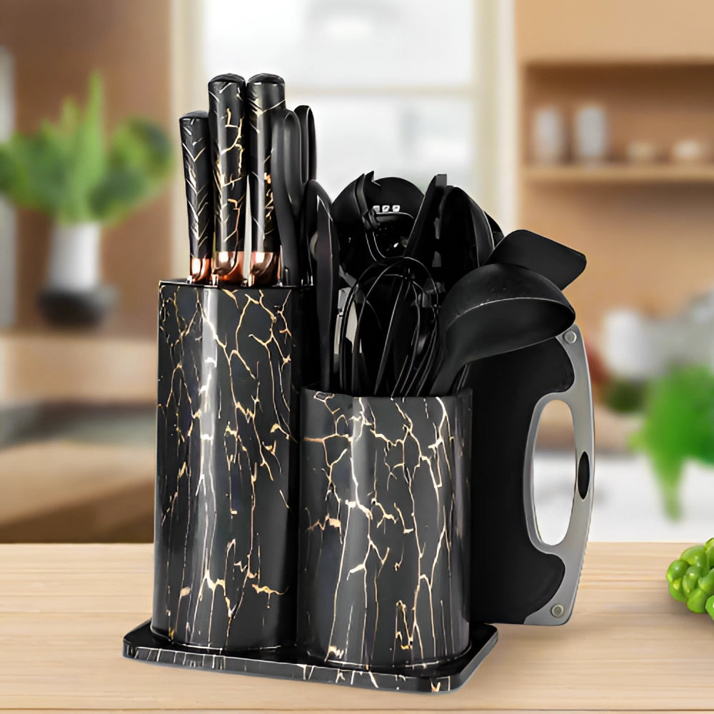 Complete 29-Piece Kitchen Utensil and Knife Block Collection