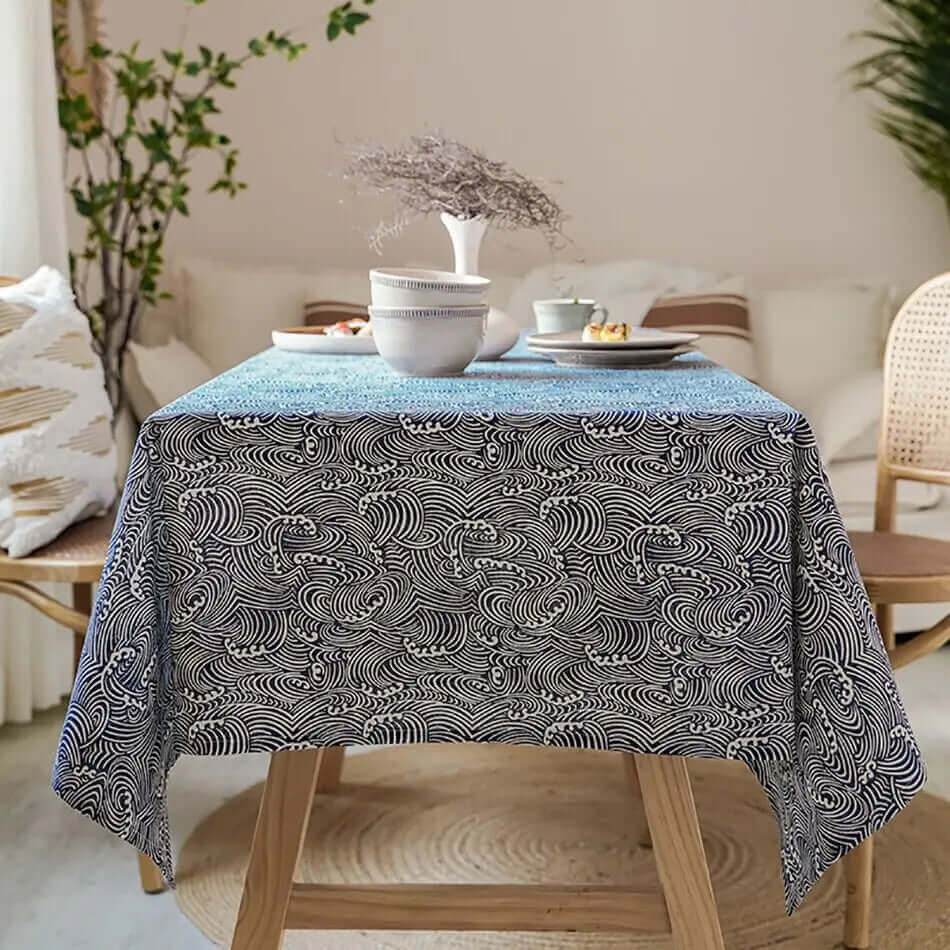 Sophisticated Linen Table Cover | Japanese Elegance for Dining