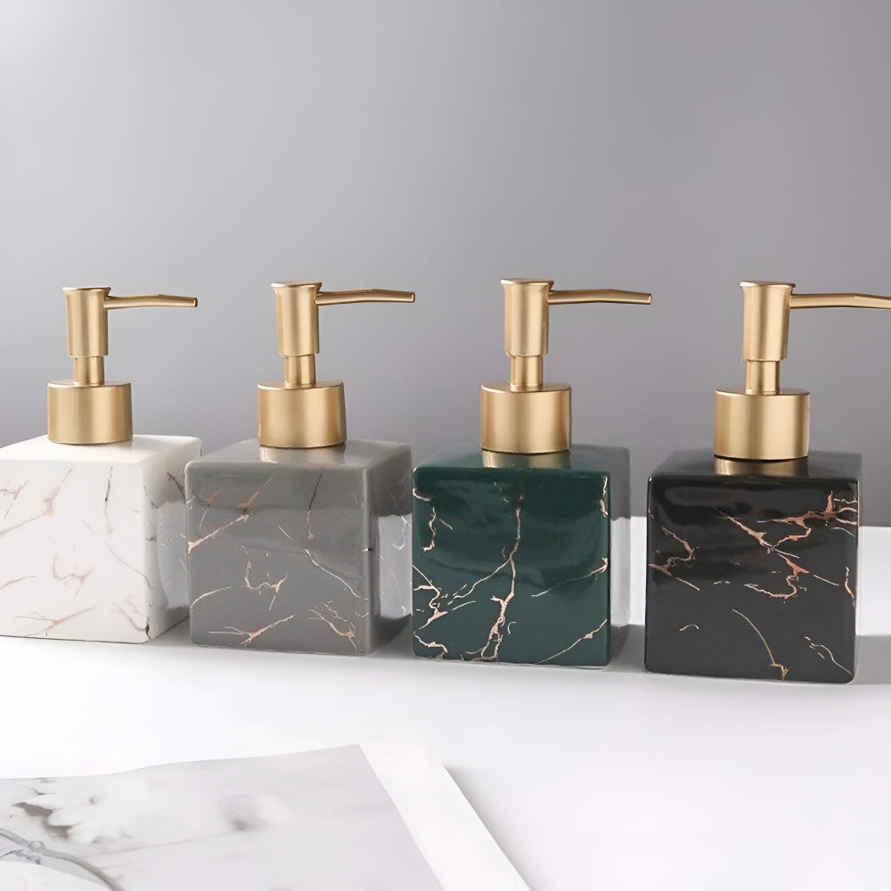 Elegant Ceramic Soap Dispenser with Gold Accent