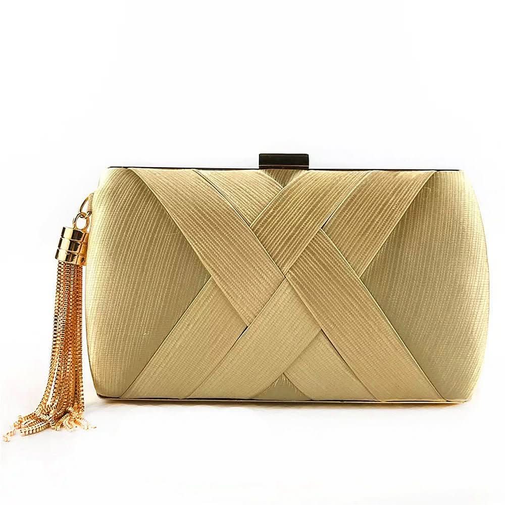 Chic Satin Evening Purse with Stylish Tassel Accent