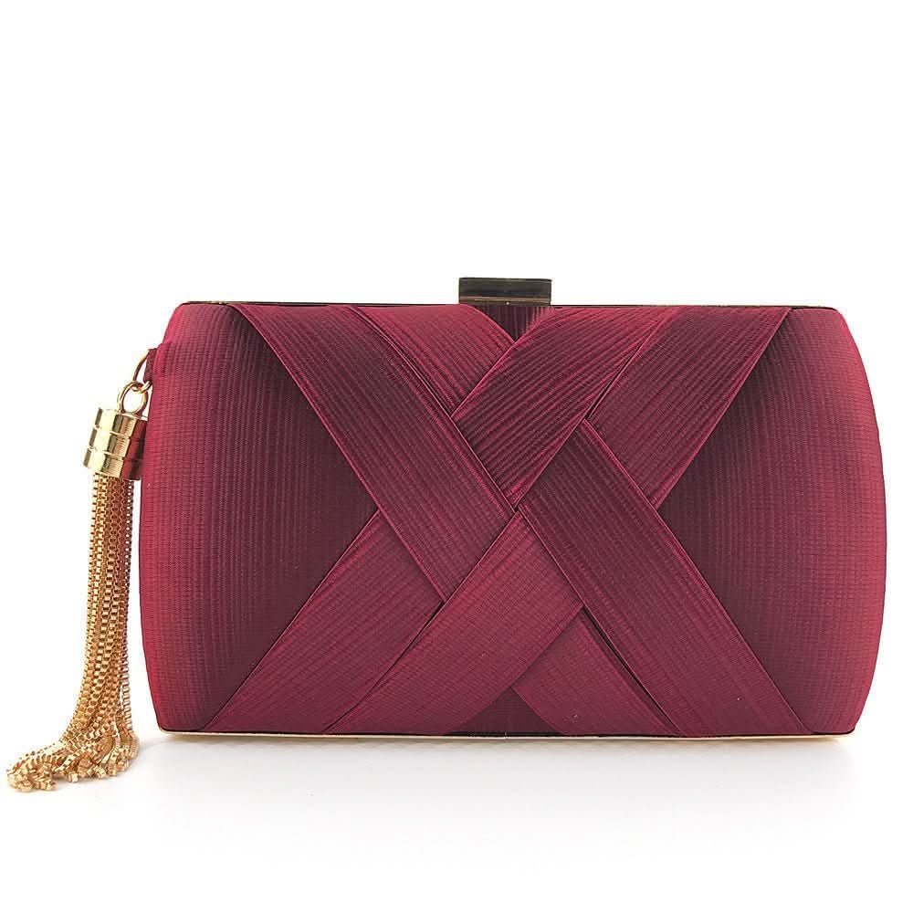 Chic Satin Evening Purse with Stylish Tassel Accent