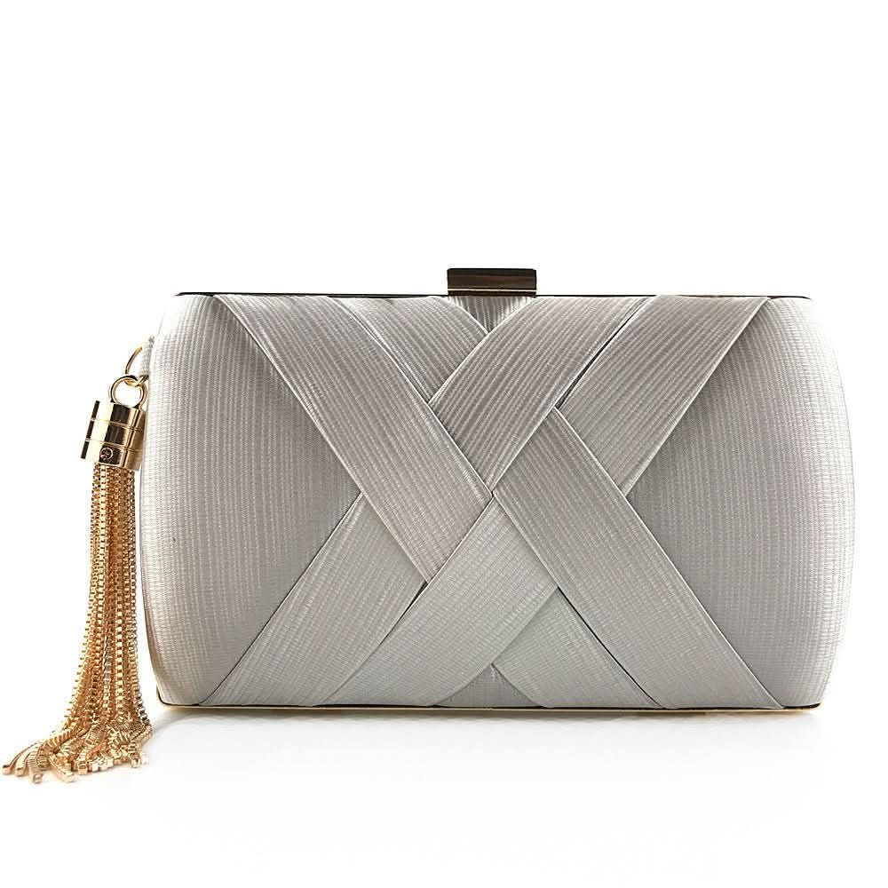 Chic Satin Evening Purse with Stylish Tassel Accent